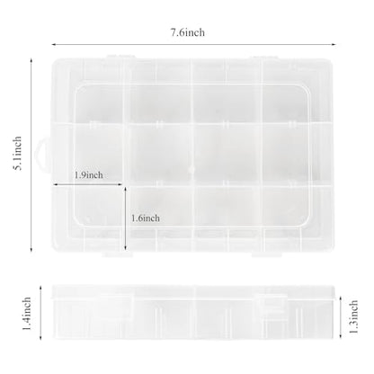 ZUFECY Small Fishing Tackle Box, 12 Clear Plastic Parts Organizer with Adjustable Dividers, Transparent Organizer Tray Organizers and Storage Box for Tackle Bead