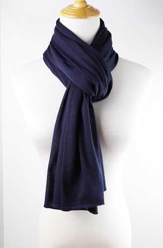 vabovin Head Wraps for Black Women Stretch Jersey Knit Turban Headwrap Solid Color Headscarf Headband Shawl - color: 18- Dark Navy Blue