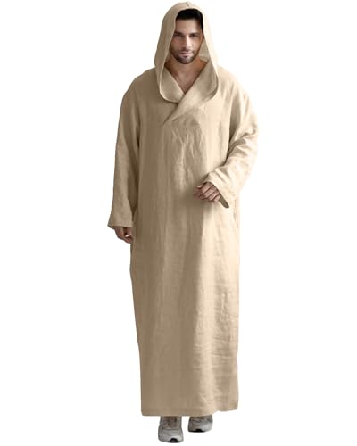 YAOHUOLE Kaftan for Men Muslim Clothes for Men Long Sleeve Thobe for Men Mens Caftans Big and Tall - color: Khaki, size: Medium