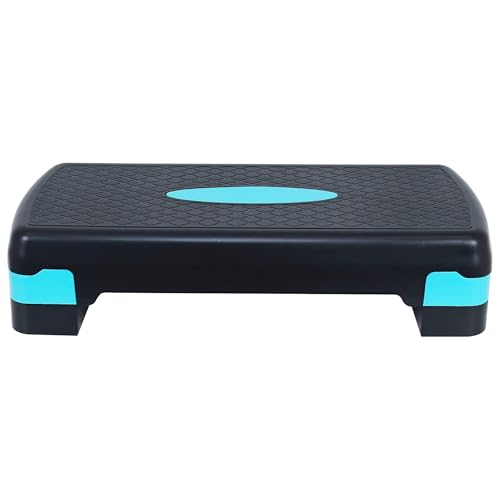 Fitvids Aerobic Step Platform Trainer with Adjustable 2-Level Risers, 400 Pound Weight Capacity – Non-Slip Exercise Stepper - color: Black/Blue