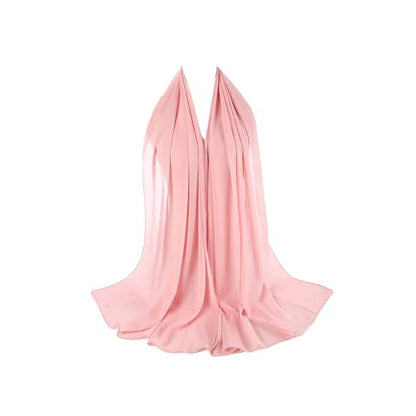 Premium Chiffon Hijab Head Scarf Shawl Wrap for Muslim Women Lightweight - color: Pink