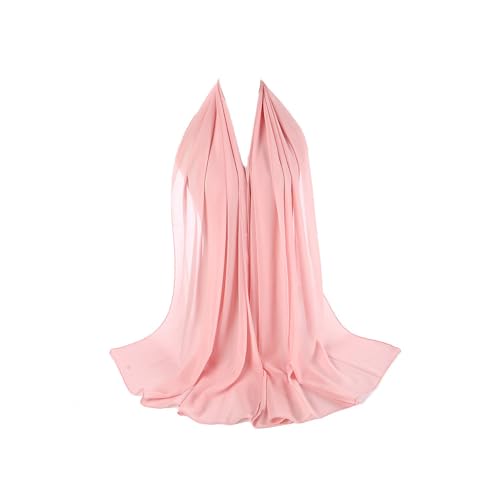 Premium Chiffon Hijab Head Scarf Shawl Wrap for Muslim Women Lightweight - color: Pink
