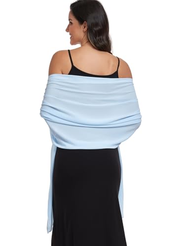 Chiffon Shawl and Wraps for Women Warm Scarves Wedding Evening Bridal Scarfs Pashmina Shawls - color: Light Blue