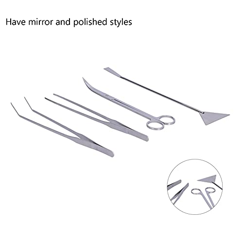 4 in 1 Aquarium Tools Kit, Aluminum Alloy Tools with Mirror Polished Finish for Fish Tank Plant Cleaning and Substrate Maintenance