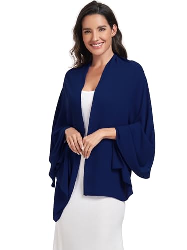 Chiffon Shawl and Wraps for Women Warm Scarves Wedding Evening Bridal Scarfs Pashmina Shawls - color: Navy