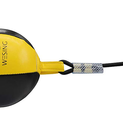 Wesing Double End Striking Bag Leather Boxing Speed Ball Bag - color: Yellow