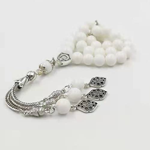 Tasbih White Ceramic Muslim Prayer Beads Misbaha Islamic Accessories Rosary Gift on Hand (12mm x 45 Beads) - size: 12mm x 45 beads