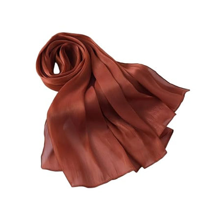 Organza Sheen Shimmer Crepe Hijab Scarf for Women Lightweight Sheer Shawl Wrap for Wedding and Evening Dresses - color: Rust