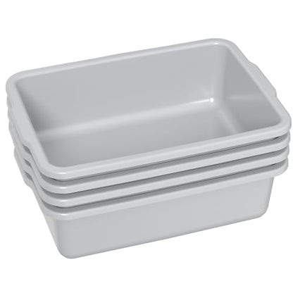 Light Gray Bus Tub, 35 L Plastic Commercial Bus Tubs, 4 Packs | Food Service Bus Box for Restaurant, Food Preparation, Frozen Food, Storage, Washing Dishes, Transportation and Cleaning - size: 35 L