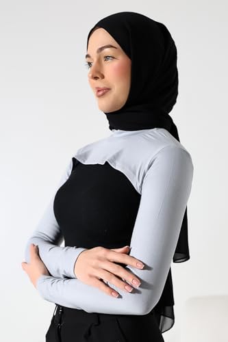 ihvan online, Women's Hijab Muslim Prayer Sleeve, Sleeves to Cover Arms for Women, Soft Stretchy Modest Hijab Arm Sleeves - color: Grey Neck