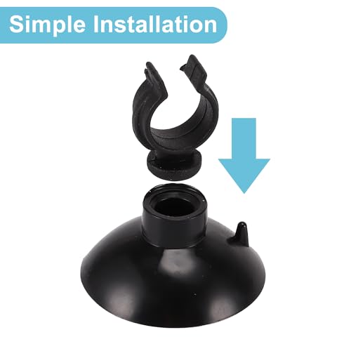 Aquarium Suction Cup, Aquarium Sucker Clip, Suction Cups Airline Tubing Holder, Fish Tank Accessories for Aquarium Fish Tank, Black, 0.39"