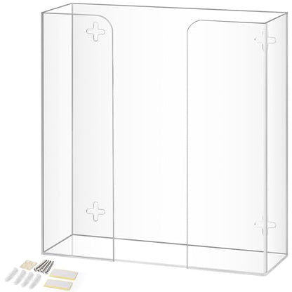 Storage Standard Double Glove Box Holder Dispenser - Kitchen, Medical, & Latex Gloves Holder Wall Mount or Countertop, Universal Fit - Thick Acrylic, Easy to Use, Slide, & Load Open Top Design - Clear - color: Clear - Double