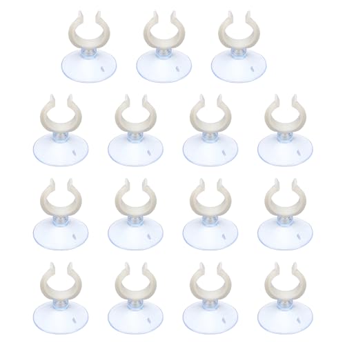 Aquarium Suction Cups, Fish Tank Suction Cups Clips Airline Tube Holders Clamps (Plastic, 15Pcs, Clear) for 0.9" Fish Tank Airline Tubing Binding Moss Shrimp Nest, 23x45MM - color: Clear, size: 23x45MM