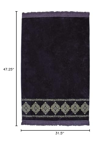 Modefa Turkish Islamic Prayer Rug - Large & Wide Soft Velvet Janamaz - Comfortable Muslim Praying Mat for Men & Women - Ramadan or Eid Gift - with Prayer Beads Tesbih - Grand Plush (Purple) - color: Purple