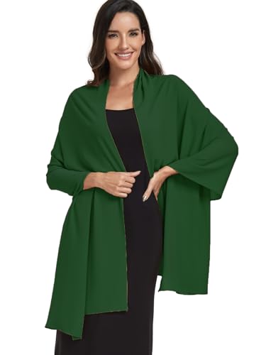 Chiffon Shawl and Wraps for Women Warm Scarves Wedding Evening Bridal Scarfs Pashmina Shawls - color: Dark Green