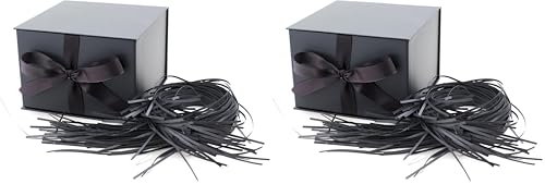 Hallmark Medium Gift Box with Lid and Shredded Paper Fill (Gray 7 inch Box) for Weddings, Graduations, Birthdays, Father's Day, Groomsmen Gifts, All Occasion (Pack of 2) - color: Coal, size: Pack of 2