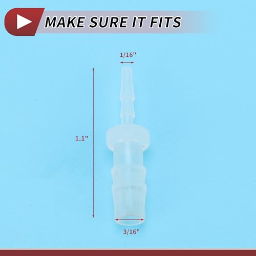 1/16" to 3/16" Hose Barb Fitting Hose Straight Reducing Coupler | 5 Pcs, Plastic, Clear, Fits 1/16" to 3/16" ID Flexible Tube, Barb Reducer Fitting, for Aquarium, Fountain, Drip Irrigation - size: 1/16"-3/16"
