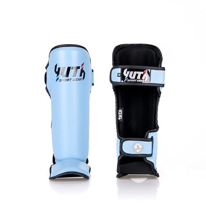 Signature Shin Guards | Premium Muay Thai Shin Guards | Lightweight & Durable Shinguards Muay Thai | Padded, Adjustable Muay Thai Leg Guards for Kickboxing, MMA Sparring, Training - color: Powder Blue, size: Large