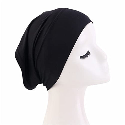 Qianmome 4 Pieces Womens Turban Soft Buttomed Tube Cap Inner Underscarf Headband Headwrap Hijab Bonnet Chemo Cap - color: 4pcs Style B