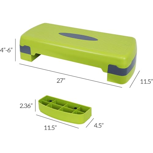 Fitvids Aerobic Step Platform Trainer with Adjustable 2-Level Risers, 400 Pound Weight Capacity – Non-Slip Exercise Stepper - color: Lemon/Gray