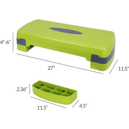 Fitvids Aerobic Step Platform Trainer with Adjustable 2-Level Risers, 400 Pound Weight Capacity – Non-Slip Exercise Stepper - color: Lemon/Gray