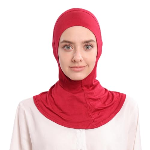 Modal Jersey Muslim Amira Instant Hijab Scarf for Women Jersey Hijab Undercaps - color: Red