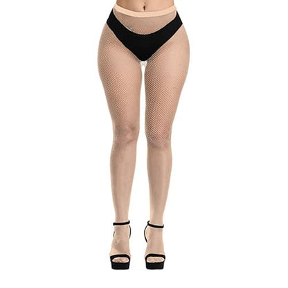 Bestjybt Womens Fishnet Tights High Waist Mesh Fish Net Stockings Pantyhose | Cool Pattern, Sexy, Perfect For Daily Use, Costume Halloween Cospaly, Versatile, Stretchy, Non-Itchy, Great Fit - color: Nude