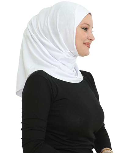 Prien Sport Instant Hijab For Women, Muslim Cotton Turban, Soft Head Scarf, Ready To Wear Hijabs Prayer Clothes, Islamic Wear - color: White