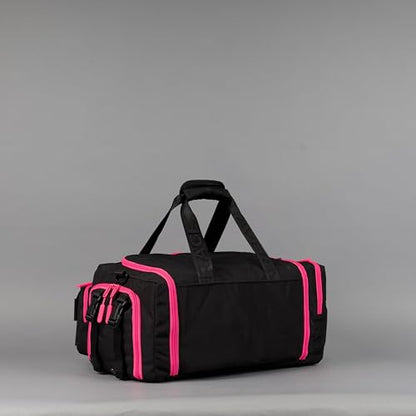WOLFpak 30L Perfect Duffle Bag (Neon Pink) Tactical Gym Bag Hardshell Base 1000D Waterproof Travel Carry On with Shoe Compartment, Dual Cup Holders, Laptop Sleeve & Molle Straps - color: Neon Pink