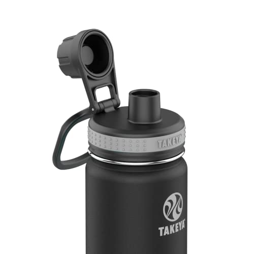 Takeya Originals 18 oz Vacuum Insulated Stainless Steel Water Bottle with Straw Lid, Black - color: Black, size: 18 Ounces