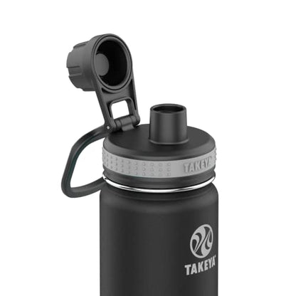 Takeya Originals 18 oz Vacuum Insulated Stainless Steel Water Bottle with Straw Lid, Black - color: Black, size: 18 Ounces