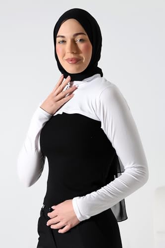ihvan online, Women's Hijab Muslim Prayer Sleeve, Sleeves to Cover Arms for Women, Soft Stretchy Modest Hijab Arm Sleeves - color: White Neck