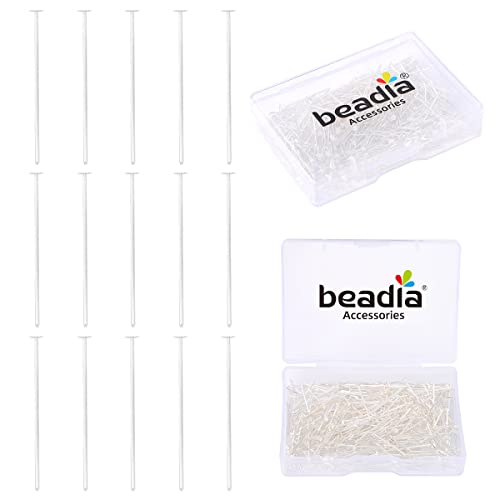 BEADIA Silver Plated Flat Head Pins Non Tarnish 20mm 300pcs for Jewelry Making Findings - color: Flat Head Pins Silver, size: 20x0.7mm