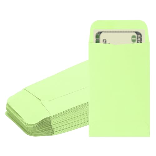PATIKIL Money Envelope, 50 Pack 3.5" x 2.2" Cash Envelopes Money Holder Bags Budgeting Saving Challenge Letter for Gift Coins Checks Tickets Jewelry Passport Card, Light Green - color: Light Green, size: 3.5" x 2.2"
