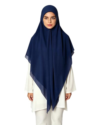 Lina & Lily Premium Chiffon Hijab Head Scarf Shawl Wrap for Muslim Women Square 58'' x 58'' - color: Navy Blue