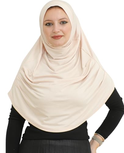 Prien Ready To Wear Hijab For Women, Instant Turban, Soft Muslim Scarf For Prayer, Long Hijabs, Islamic Clothes, Jersey Abaya - color: Beige