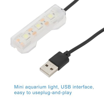 Mini Aquarium Light 0.5-2 Gallon Desktop Aquarium Red USB LED Light - color: Red