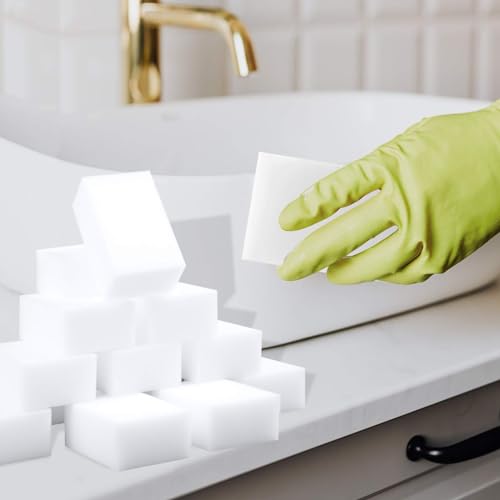 Magic Sponge Eraser 100 Pack Extra Thick and Long Lasting Melamine Sponges in Bulk - Multi Surface Power Scrubber Foam Cleaning Pads - Bathtub, Floor, Baseboard, Bathroom, Wall Cleaner - size: 100 Count (Pack of 1)