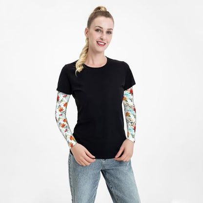 Arm Sleeves Outdoor Garden Sports Cooling Sun Sleeve for Women Men Farm - color: Hummingbird Flower