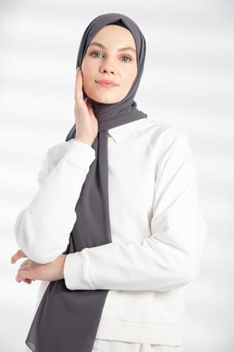 Chiffon Hijab Scarf For Women - Made in Turkiye - color: Anthracite