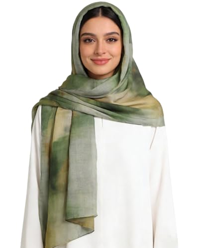 ZGMYC Watercolour Floral Printed Hijab Scarf for Women Soft Modal Cotton Instant Hijab Head Wraps Shawls Long Scarves - color: Color 9