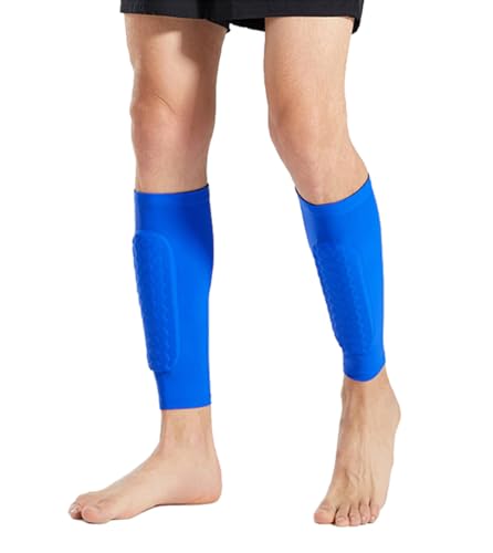 2 Pack Soccer Shin Guards Soccer Adult, Soccer Shin Guards for Kids Soccer Shin Pad with Honeycomb Pads, Shin Defender Shin Guard Sleeves, Ski Shin Guards Ski Shin Pads - color: Blue, size: Small
