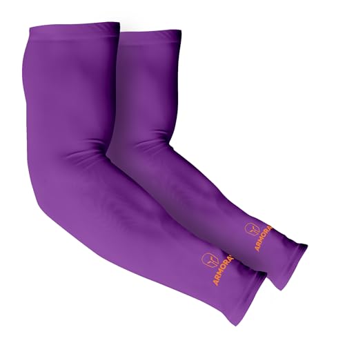 ARMORAY Arm Sleeves for Men & Women UPF 50 Sports Compression Cooling Sleeve for Basketball Golf Running Tattoo Coverage - color: Purple (1 Pair)