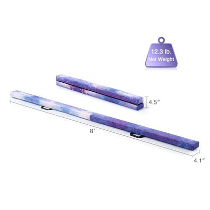 ZELUS 8' Folding Gymnastics Balance Beam, Floor Balance Beam w/Carry Handles Anti-Slip Base for Kids, Beginners & Professional Gymnasts - color: Star