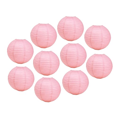 Mudra Crafts Blush Paper Lanterns Wedding Party Decorations - 12 in 10 Round Hanging Ceiling Lanterns, 10 Pack, Decorative Lamp Shades - color: Blush, size: 12 Inches