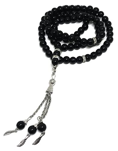 Muslim Tasbih 99 Bead AMN-325 Islam Car Mirror Hanging Ornament Prayer Rosary Misbaha Colorful Design Islamic Religion Eid Ramadan Gift (Black) - color: Black