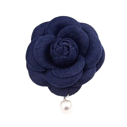 Vintage White Flower Pearl Tassel Brooch Pins for Women Trendy Camellia Pearl Hair Pins Christmas Pins Dainty Shawl Brooches Bracelet Birthday Jewelry - color: Blue2