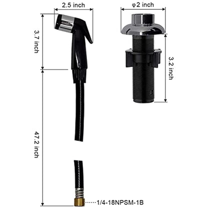 Kitchen Sink Sprayer, Black ABS Plastic, 1/4'' Female Thread, Upgraded Nylon Braided PET Hose, 1 Item - color: Black