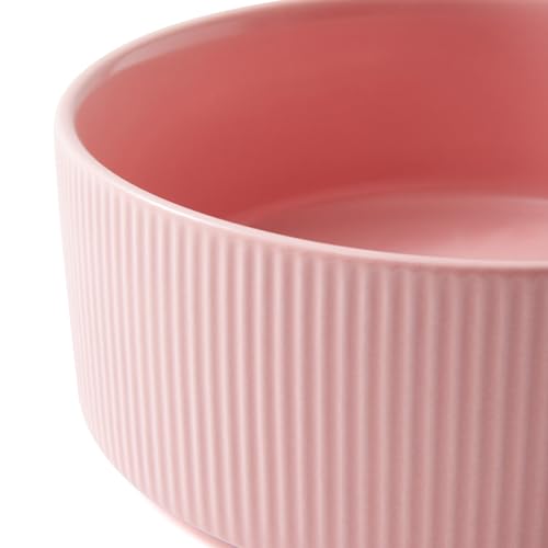 Guinea Pig Vegetable Bowl, 6 in Pink Ceramic Shallow Dish | Weighted Base, Approx. 20 fl oz Capacity, For Guinea Pigs, Chinchillas, Rabbits And Ferrets, Food Or Water