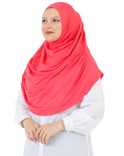 Prien Ready To Wear Hijab For Women, Instant Turban, Soft Muslim Scarf For Prayer, Long Hijabs, Islamic Clothes, Jersey Abaya - color: Brink Pink